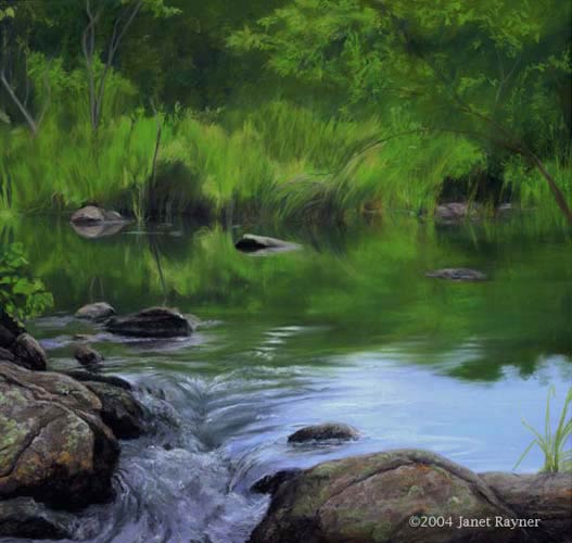 Chapman Pond pastel painting by Janet Rayner